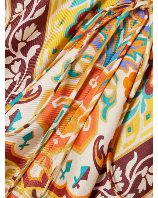 Etro White Asymmetrisches Neckholder-Kleid Aus Seiden-Twill Mit Blumenprint