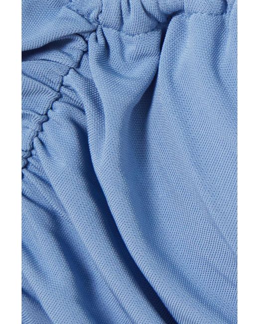 Zeynep Arcay Blue Ruched Halterneck Stretch-Jersey Midi Dress