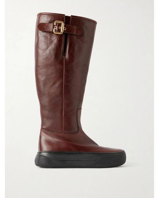 Chloé Brown Delia Leather Knee Boots