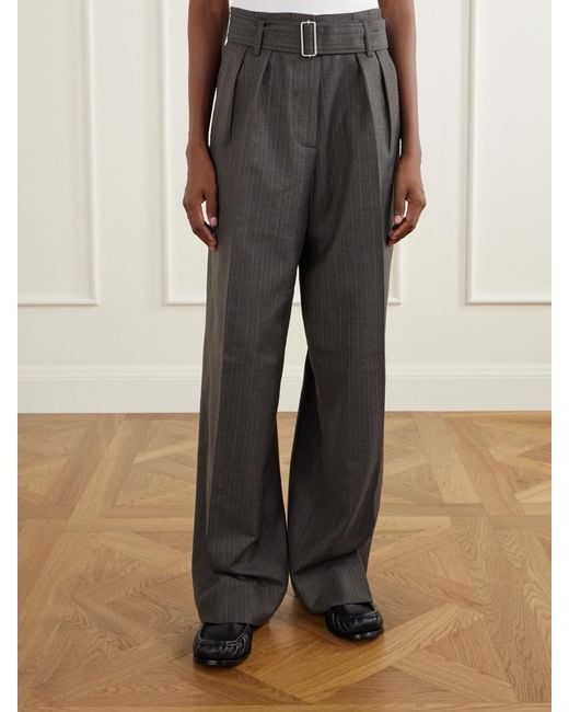 Our Legacy Gray Soar Belted Cotton And Wool-Blend Wide-Leg Pants