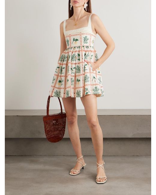 Agua Bendita White Barbara Minikleid Aus Baumwolle Mit Stickereien Und Rüschen