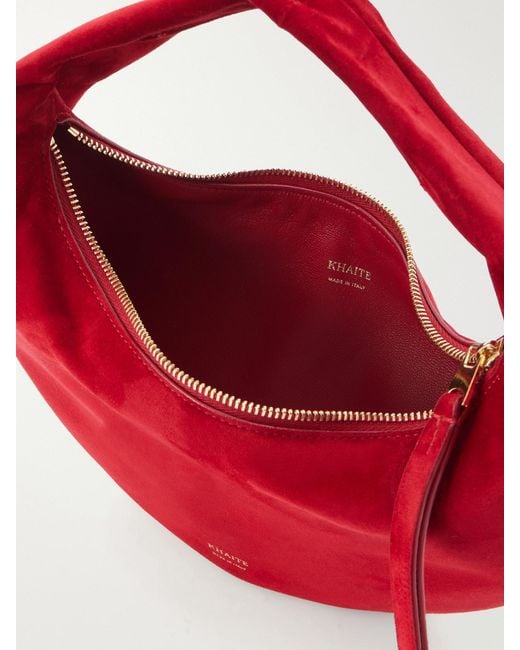 Khaite Red Olivia Mini Suede Shoulder Bag