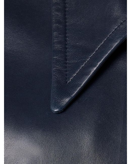 Khaite Blue Owey Oversized Leather Bomber Jacket