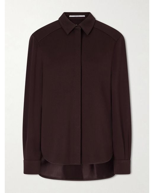 Another Tomorrow Purple Stretch-Jersey Blouse
