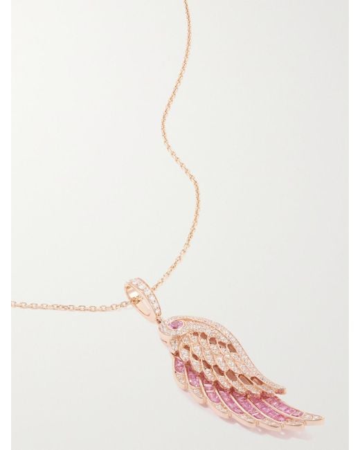 Garrard Pink Wings Embrace 18-Karat Rose, Sapphire And Diamond Necklace