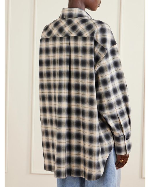 The Attico Gray Checked Cotton-Poplin Shirt