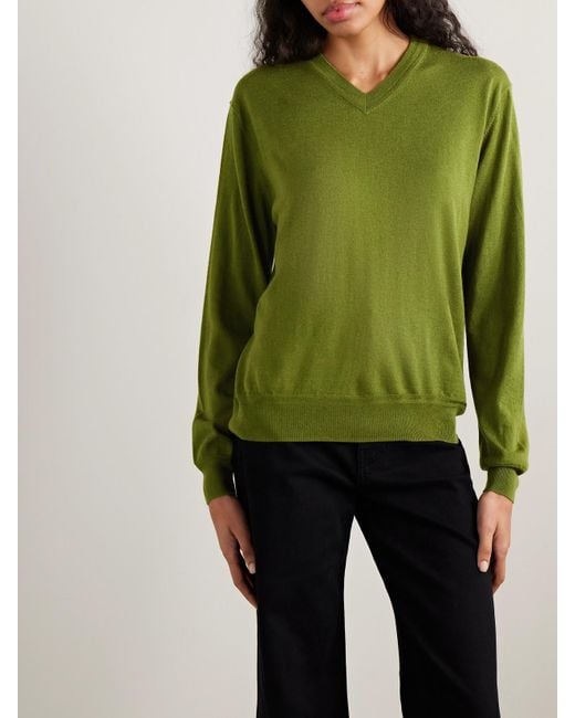 Pull En Soie, Laine Et Cachemire Mélangés Ben La Ligne en coloris Green