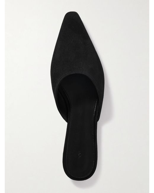 TOVE White Pheby Point-Toe Suede Mules
