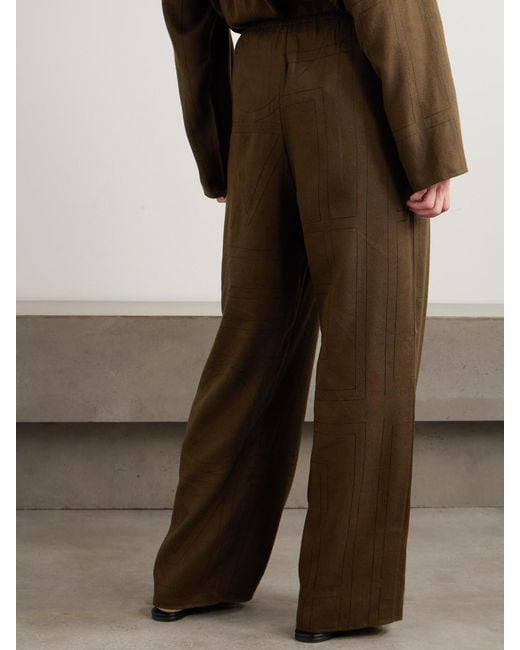 Totême Green Embroidered Tencel Lenzing Modal Pants