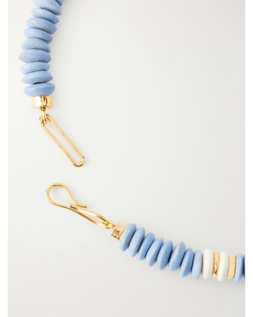 Lizzie Fortunato Blue Laguna-Plated Beaded Necklace