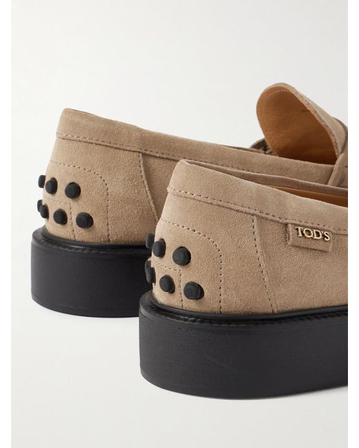 Tod's Natural Gomma Suede Loafers