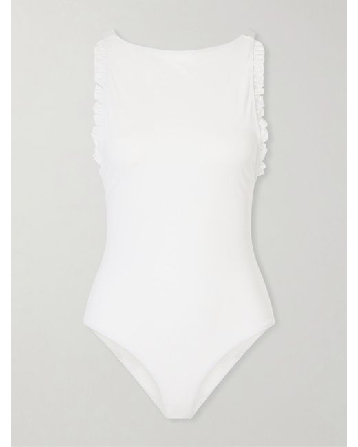 Kiki de Montparnasse White Louise Ruchedswimsuit