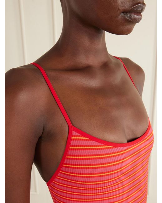Lido Red Trentasei Striped One-Piece Swimsuit