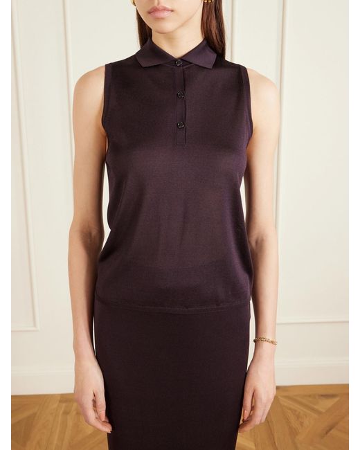 Veronica de Piante Purple Selma Silk Polo Shirt