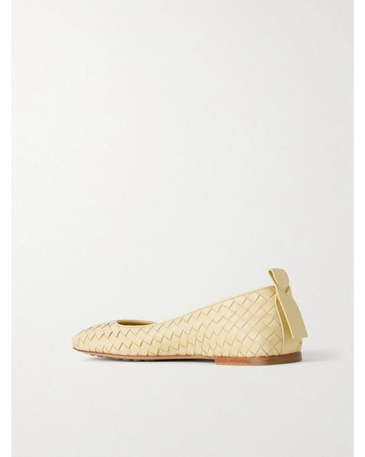 Bottega Veneta Natural Charlotte Intrecciato Leather Ballet Flats