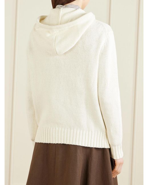 Polo Ralph Lauren White Cotton And Linen-Blend Hoodie