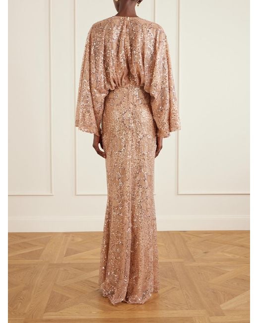 Elie Saab Natural Embellished Silk-Blend Tulle Gown