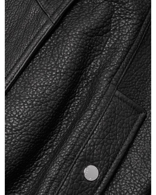 Dolce & Gabbana Black Oversized Textured-Leather Biker Jacket