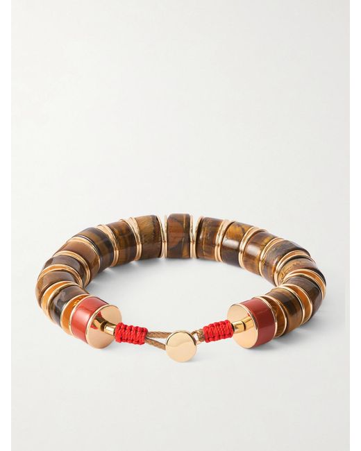 Roxanne Assoulin Pink The Stone Slide-Tone And Tiger's Eye Beaded Bracelet