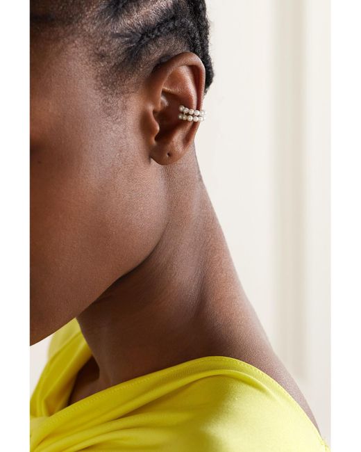 Diane Kordas Natural Ear Cuff Aus 14 Karat Weißgold Mit Perlen
