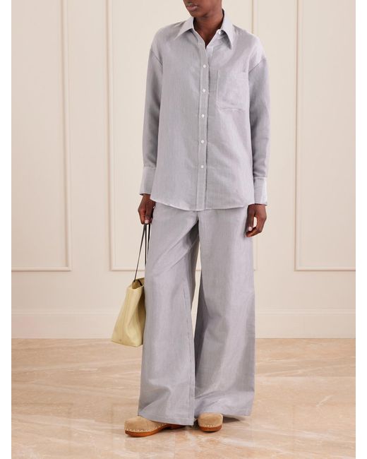 Twp Multicolor Dylan Striped Cotton-Blend Gabardine Wide-Leg Pants