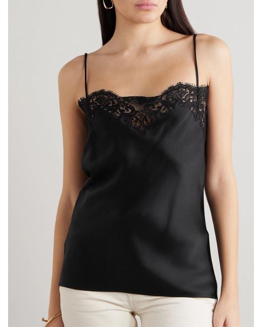 Stella McCartney Black Lace-Trimmed Satin Camisole