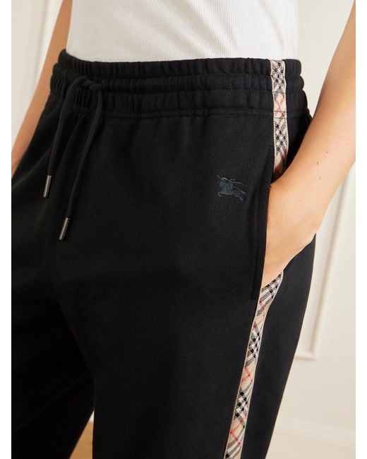 Burberry Blue Jodie Checked Cotton-Jersey Straight-Leg Track Pants