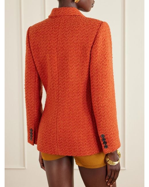 Saint Laurent Orange Wool-Blend Tweed Blazer