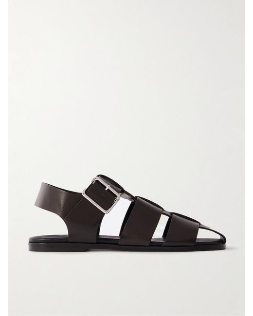 Aeyde Black Whit Leather Sandals