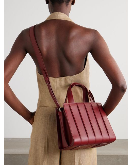 Max Mara Red Whitney Bag 5 Medium Pleated Leather Tote