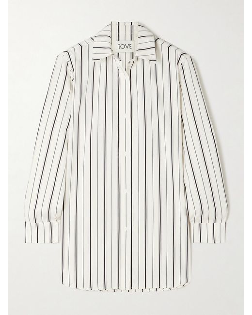 TOVE White Damita Striped Cotton-Poplin Shirt