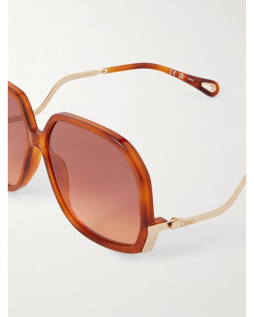 Chloé Pink Square-Frame Acetate Sunglasses