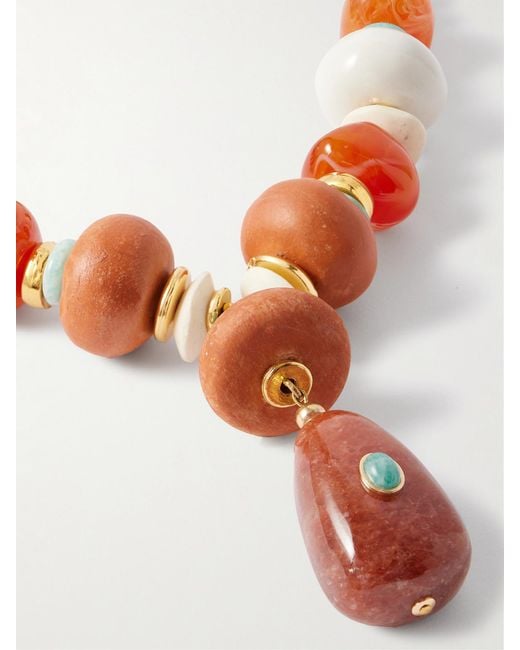Lizzie Fortunato White Andamento-Plated-Stone And Bone Necklace