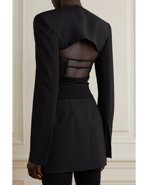 Nensi Dojaka Black Stretch-Wool, Jersey And Tulle Mini Dress