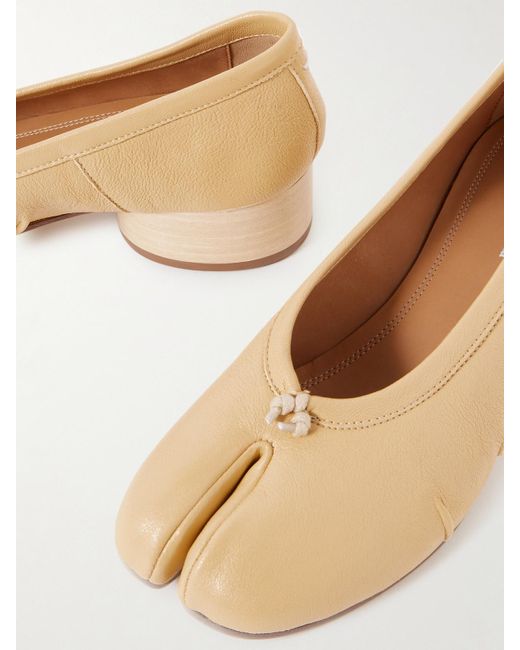 Maison Margiela Natural Tabi Ballerina Pumps Mit Geteilter Kappe Aus Leder