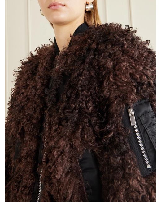 Sacai Brown Plush Bomber Jacket