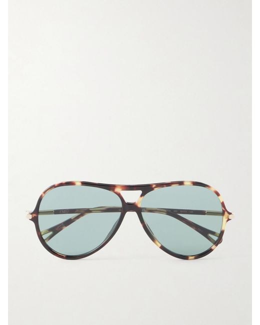 Chloé Brown Tubolar Aviator-Style Recycled Tortoiseshell Acetate Sunglasses