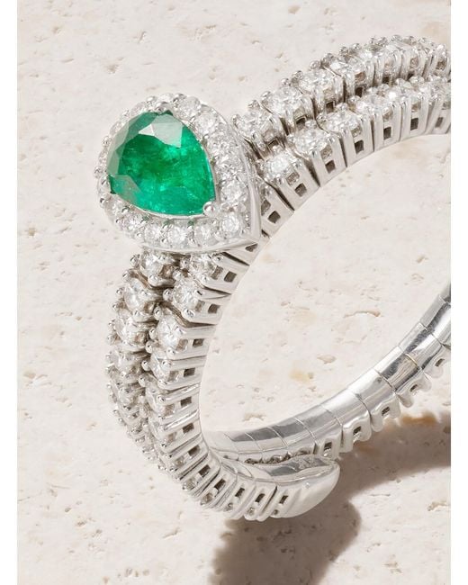 AMRAPALI LONDON Green 18-Karat, Diamond And Emerald Ring
