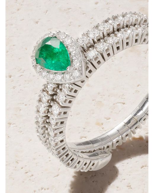 AMRAPALI LONDON Green Ring Aus 18 Karat Weißgold Mit Diamanten Und Smaragd