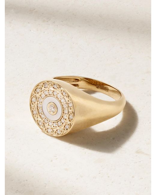 Sydney Evan Natural Ring Aus 14 Karat Mit Diamanten Und Perlmutt