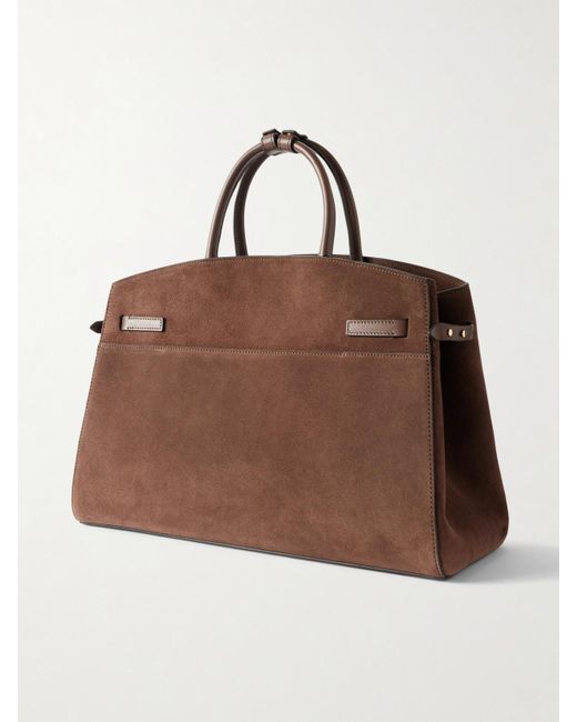 DeMellier London Brown The Hudson Tote Aus Veloursleder Mit Lederbesätzen