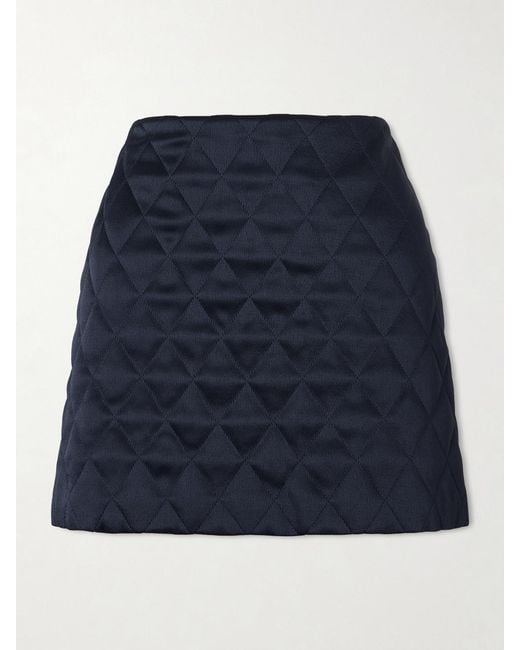 Blazé Milano Blue Novalis Coci Quilted Satin-Crepe Mini Skirt