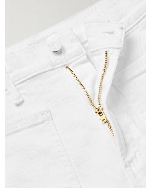 Mother White The Patch Pocket Undercover Sneak High-Rise Wide-Leg Jeans