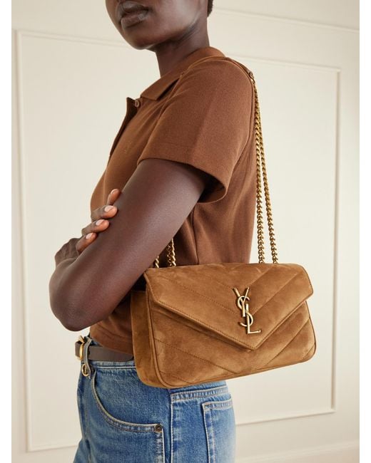 Saint Laurent Brown Lou Lou Small Suede Leather Shoulder Bag