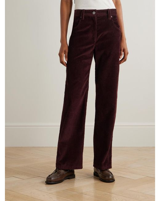 Brunello Cucinelli Purple Hose Mit Geradem Bein Aus Baumwollcord