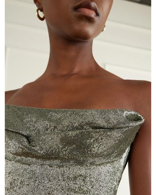Wiederhoeft Green Ivy Strapless Bead-Embellished Satin Mini Dress
