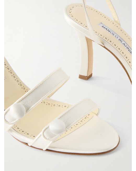 Manolo Blahnik Natural Neusita 90 Satin Sandals