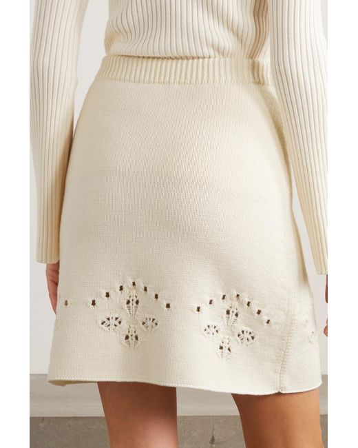 Chloé Pointelle-knit Wool Mini Skirt in Natural | Lyst