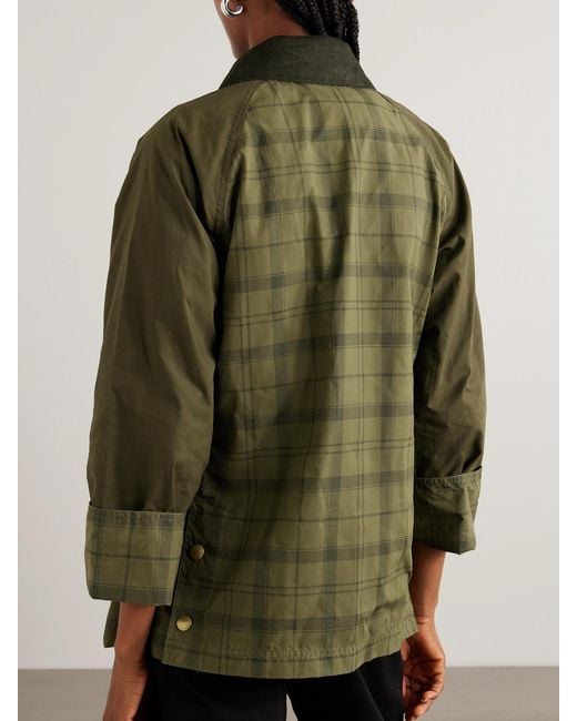 Barbour Green Beadnell Corduroy-Trimmed Checked Cotton Jacket