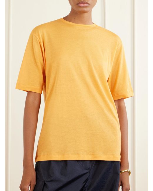 Tibi Yellow Cotton-Knit T-Shirt